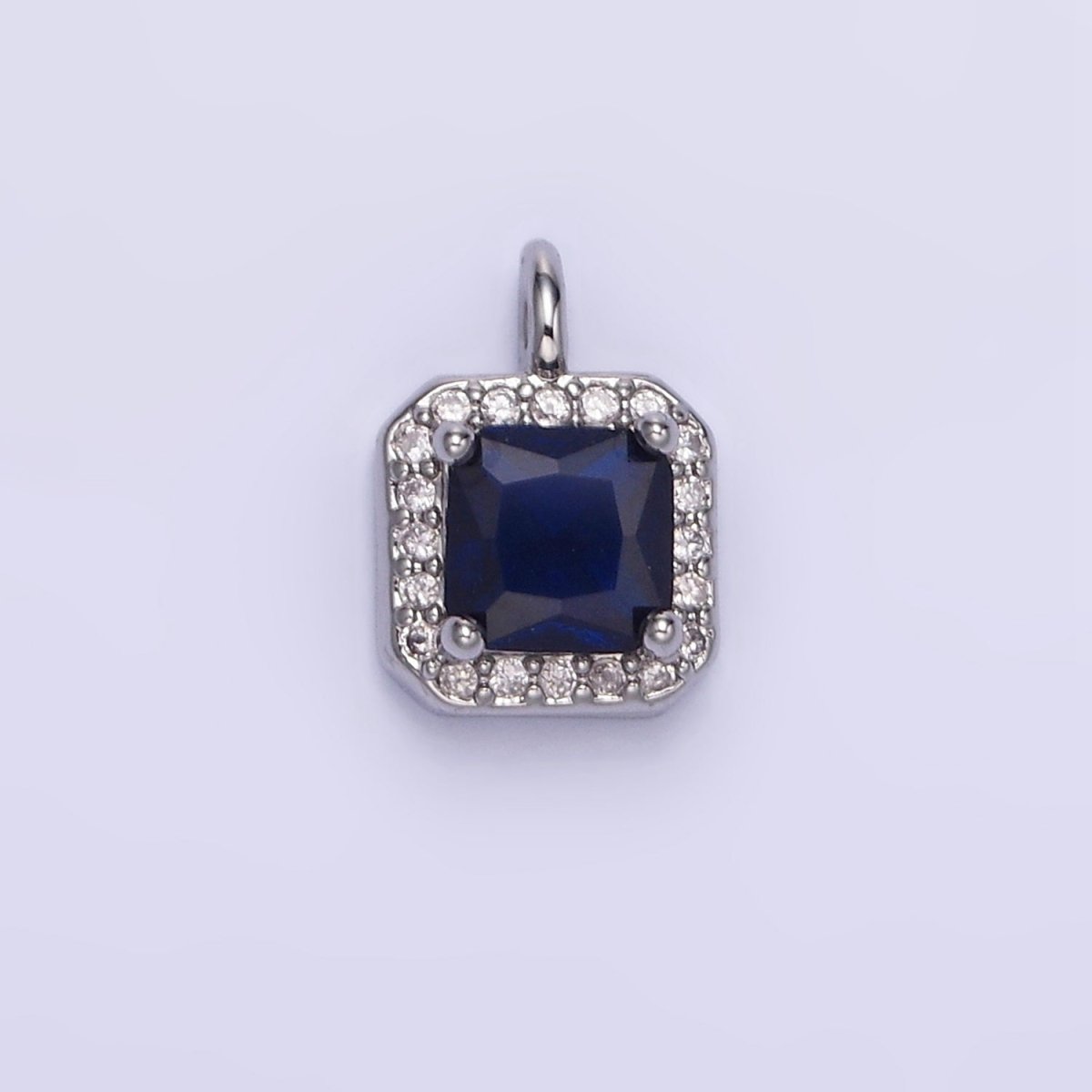 14K Gold Filled Birthstone CZ Micro Paved Square Edged Charm in Gold &amp; Silver | W684 - W695