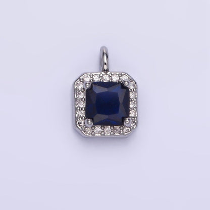 14K Gold Filled Birthstone CZ Micro Paved Square Edged Charm in Gold &amp; Silver | W684 - W695