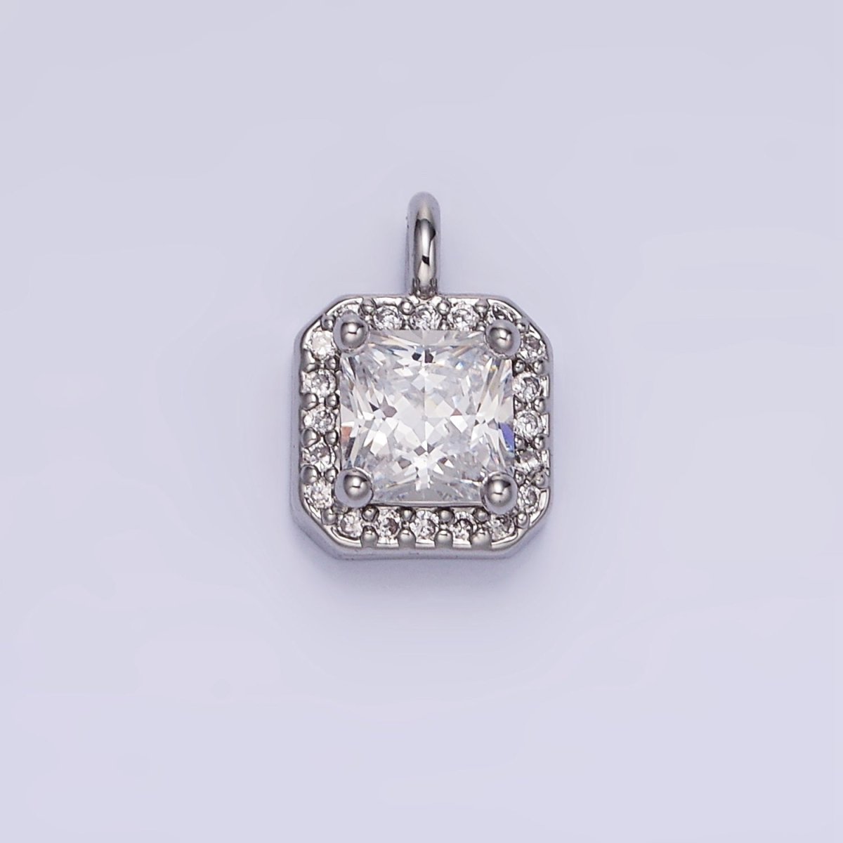 14K Gold Filled Birthstone CZ Micro Paved Square Edged Charm in Gold &amp; Silver | W684 - W695