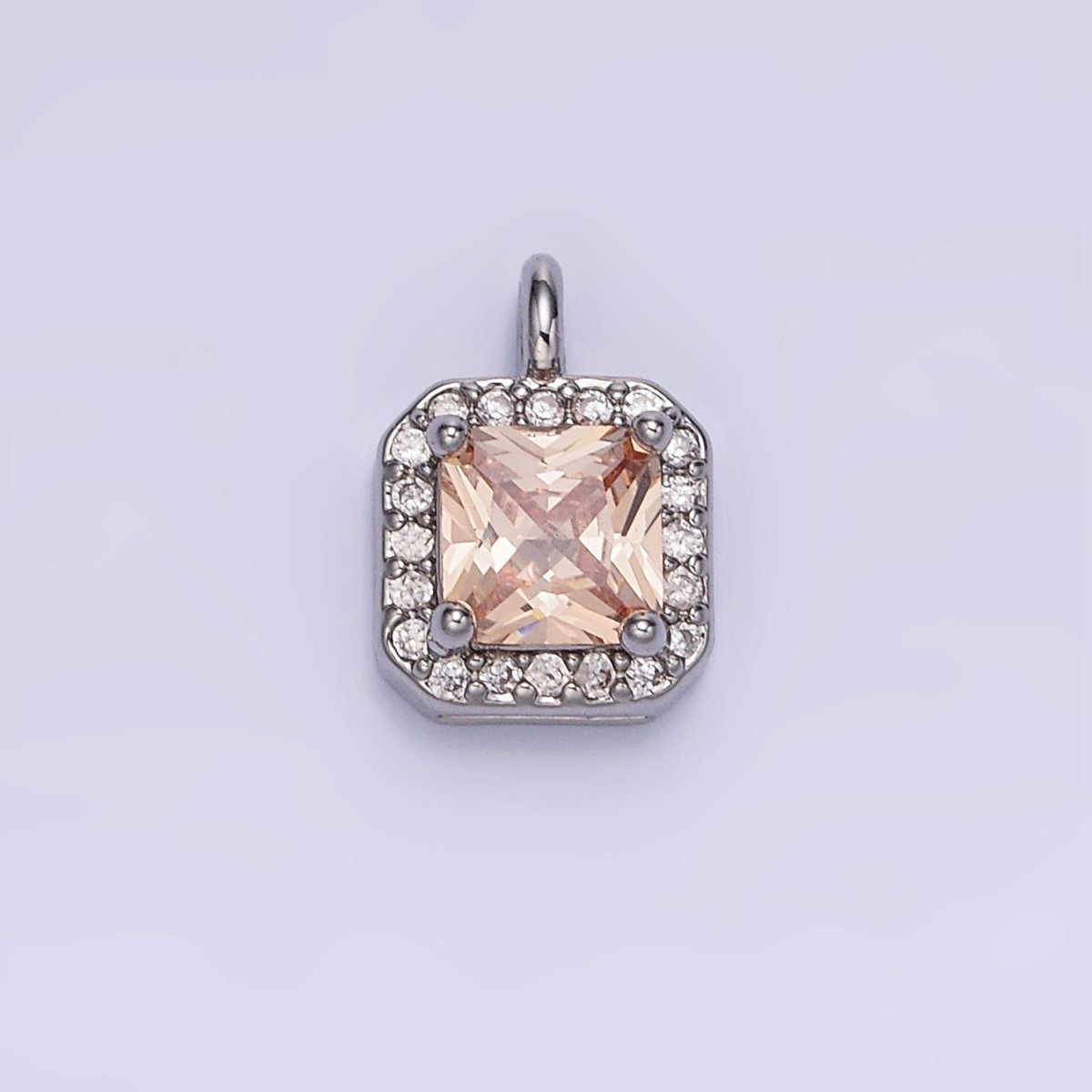 14K Gold Filled Birthstone CZ Micro Paved Square Edged Charm in Gold &amp; Silver | W684 - W695