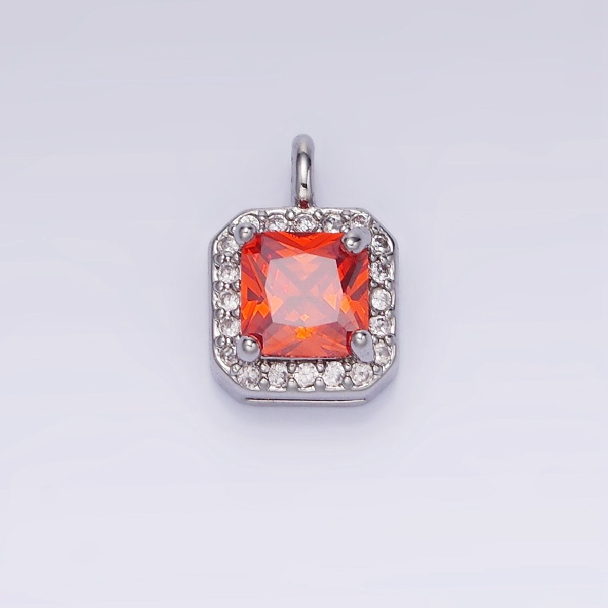 14K Gold Filled Birthstone CZ Micro Paved Square Edged Charm in Gold &amp; Silver | W684 - W695