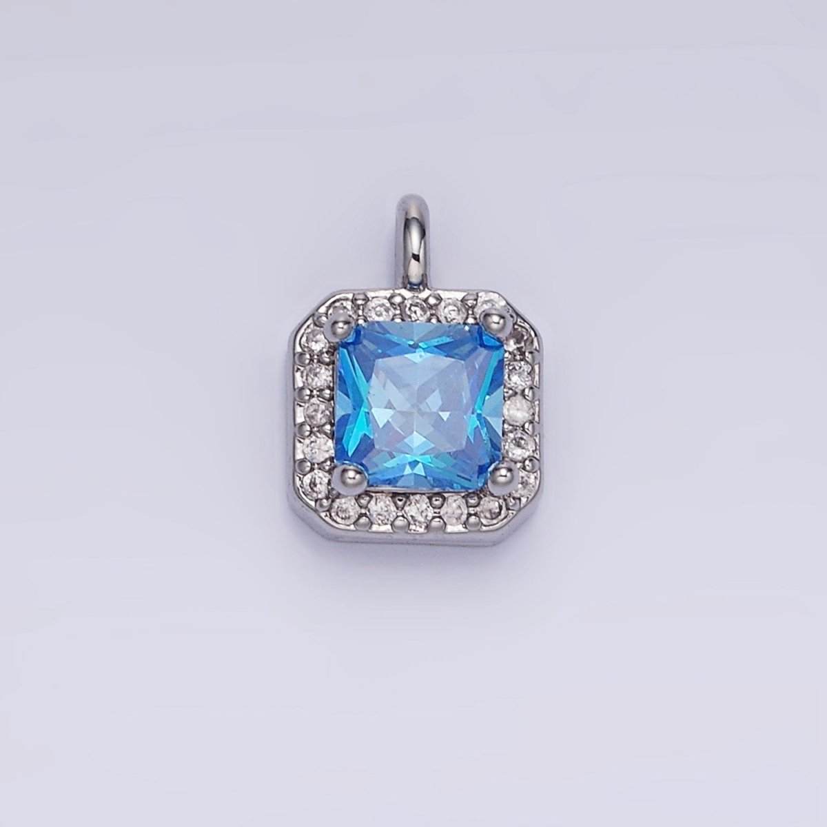 14K Gold Filled Birthstone CZ Micro Paved Square Edged Charm in Gold &amp; Silver | W684 - W695