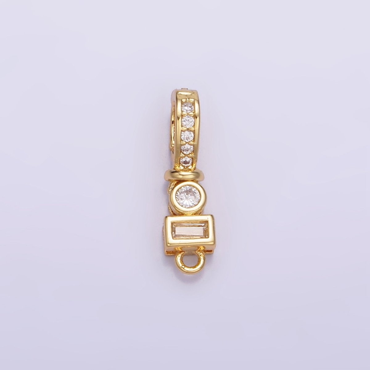 14K Gold Filled CZ Round Baguette Micro Paved Bail Findings in Gold &amp; Silver | Z720