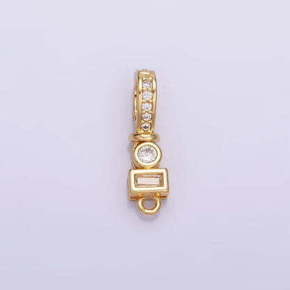 14K Gold Filled CZ Round Baguette Micro Paved Bail Findings in Gold &amp; Silver | Z720