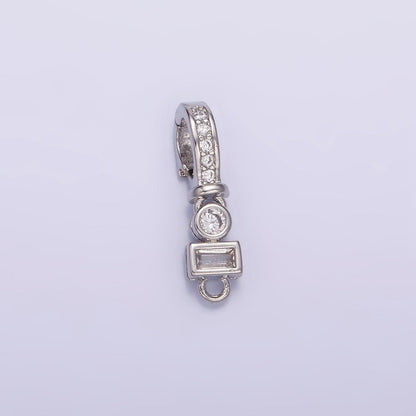 14K Gold Filled CZ Round Baguette Micro Paved Bail Findings in Gold &amp; Silver | Z720