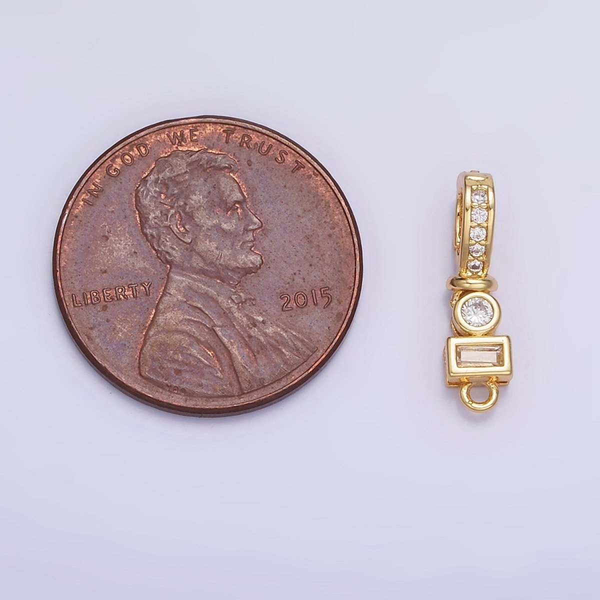 14K Gold Filled CZ Round Baguette Micro Paved Bail Findings in Gold &amp; Silver | Z720