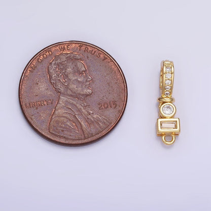 14K Gold Filled CZ Round Baguette Micro Paved Bail Findings in Gold &amp; Silver | Z720