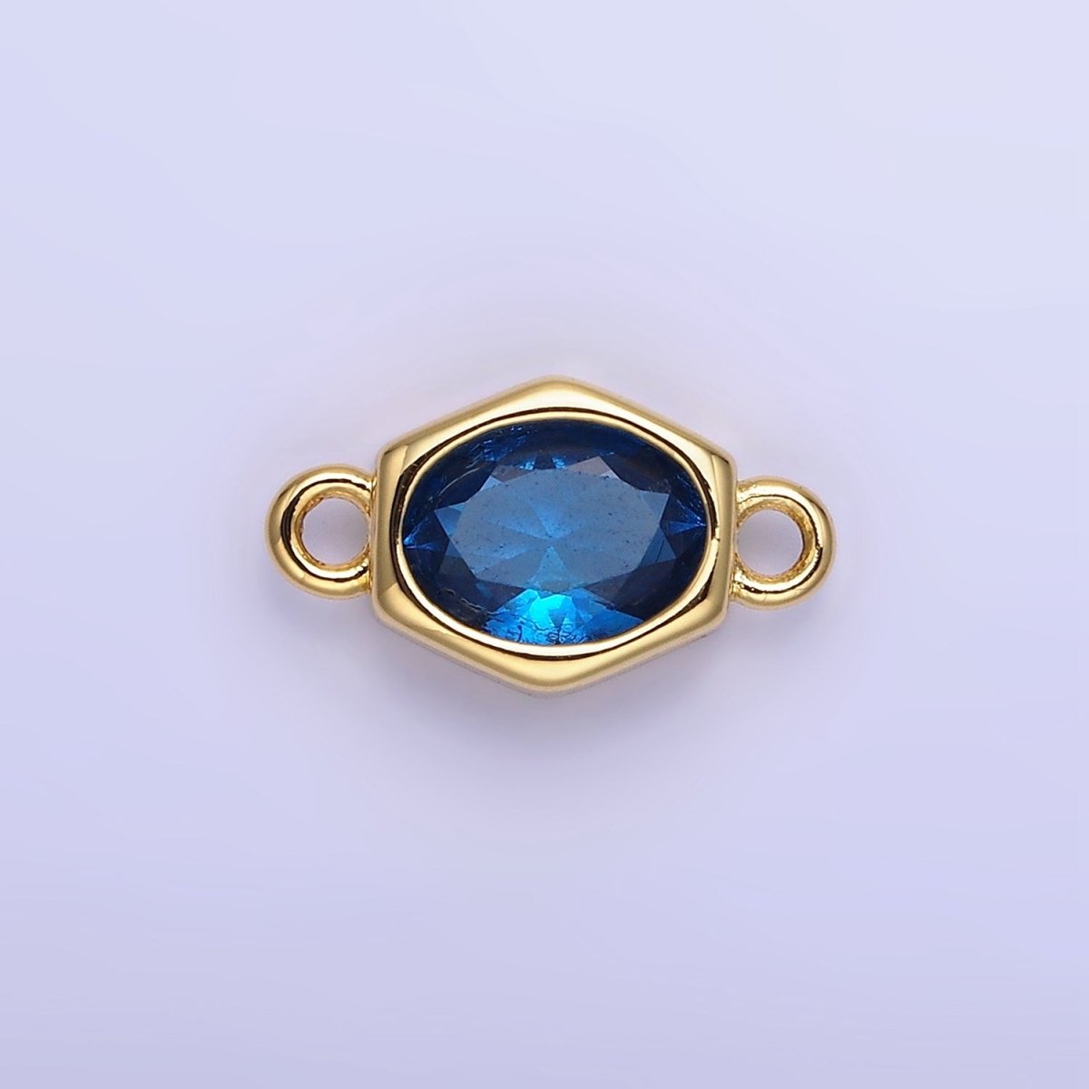 14K Gold Filled CZ Round Hexagonal Edged Personalized Connector | G414 - G421