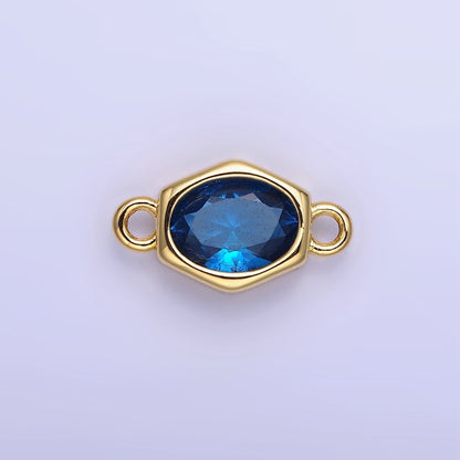14K Gold Filled CZ Round Hexagonal Edged Personalized Connector | G414 - G421