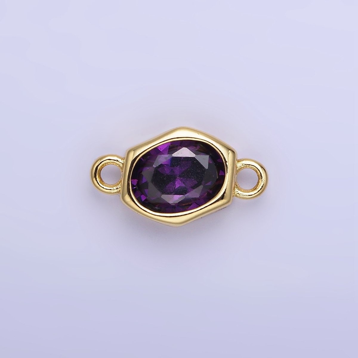 14K Gold Filled CZ Round Hexagonal Edged Personalized Connector | G414 - G421