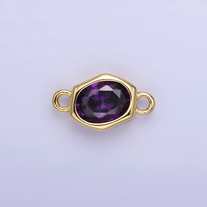14K Gold Filled CZ Round Hexagonal Edged Personalized Connector | G414 - G421