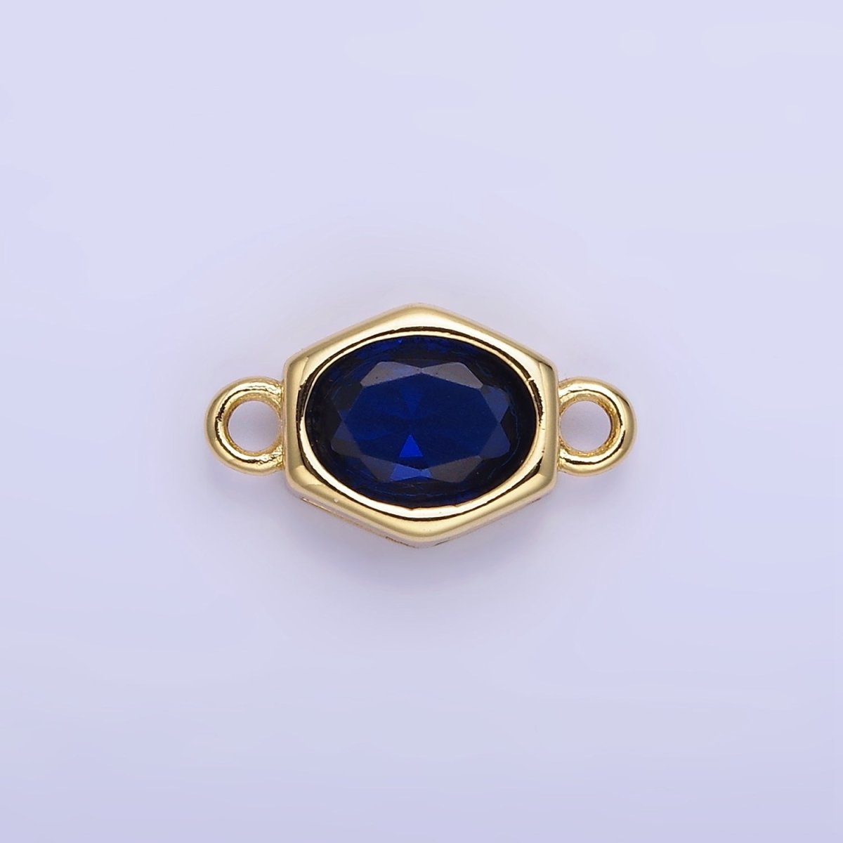 14K Gold Filled CZ Round Hexagonal Edged Personalized Connector | G414 - G421