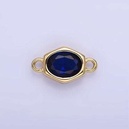 14K Gold Filled CZ Round Hexagonal Edged Personalized Connector | G414 - G421