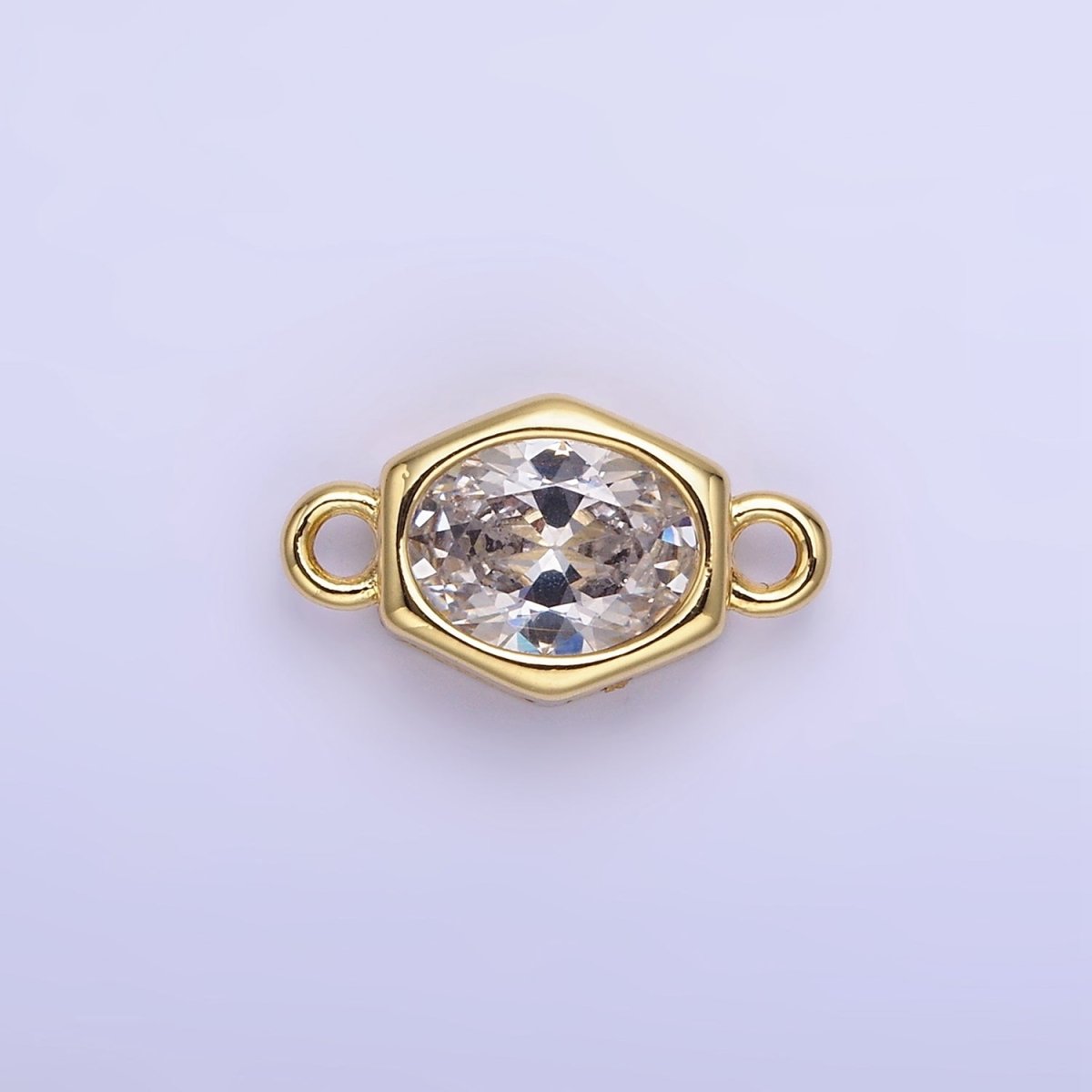 14K Gold Filled CZ Round Hexagonal Edged Personalized Connector | G414 - G421