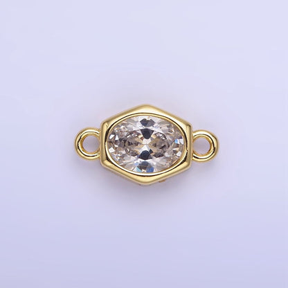 14K Gold Filled CZ Round Hexagonal Edged Personalized Connector | G414 - G421