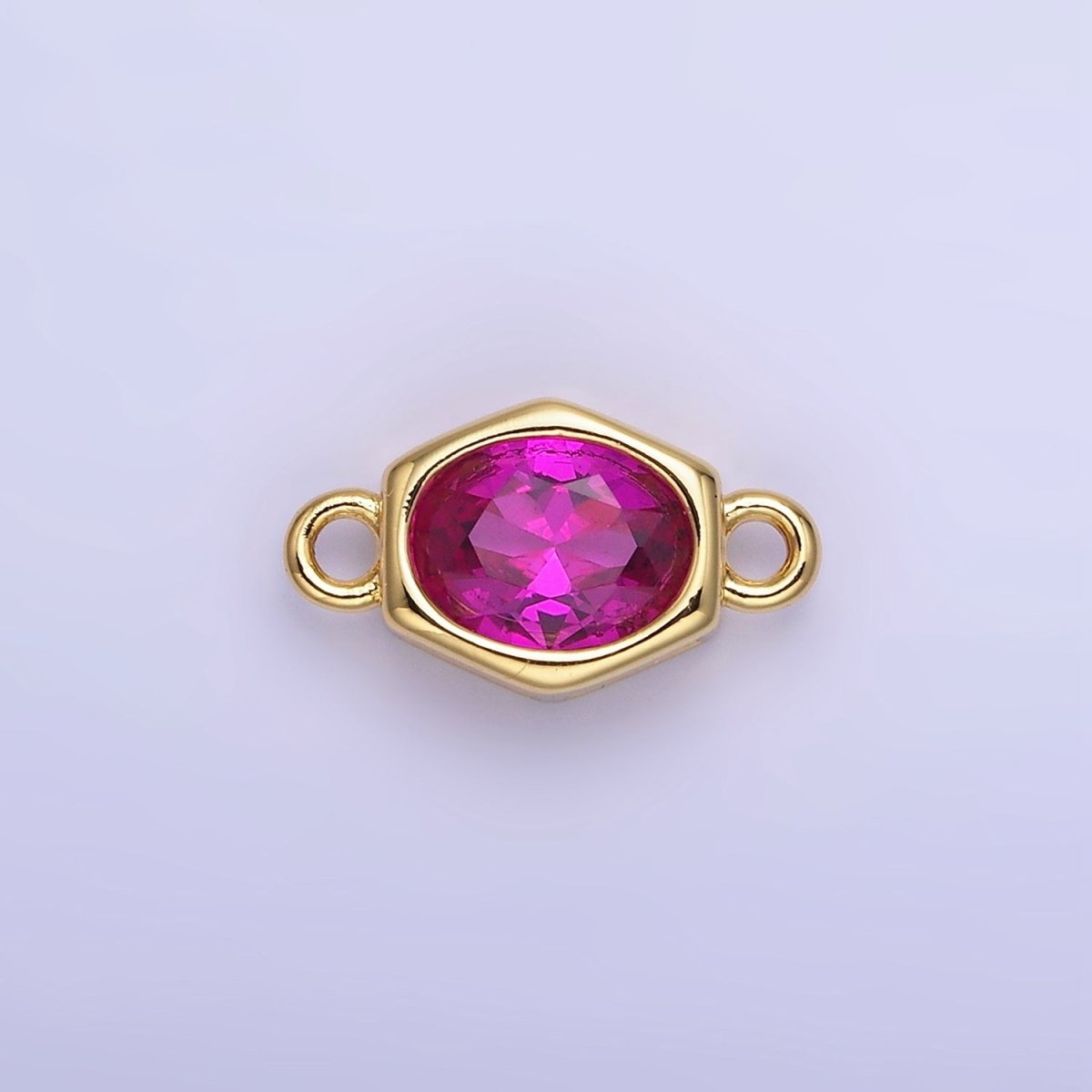 14K Gold Filled CZ Round Hexagonal Edged Personalized Connector | G414 - G421