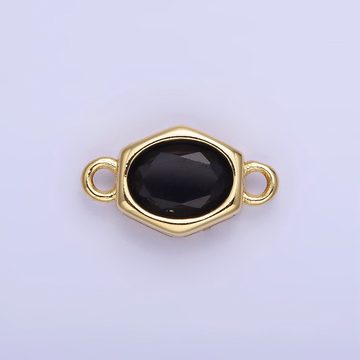 14K Gold Filled CZ Round Hexagonal Edged Personalized Connector | G414 - G421