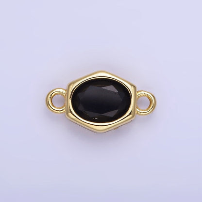 14K Gold Filled CZ Round Hexagonal Edged Personalized Connector | G414 - G421
