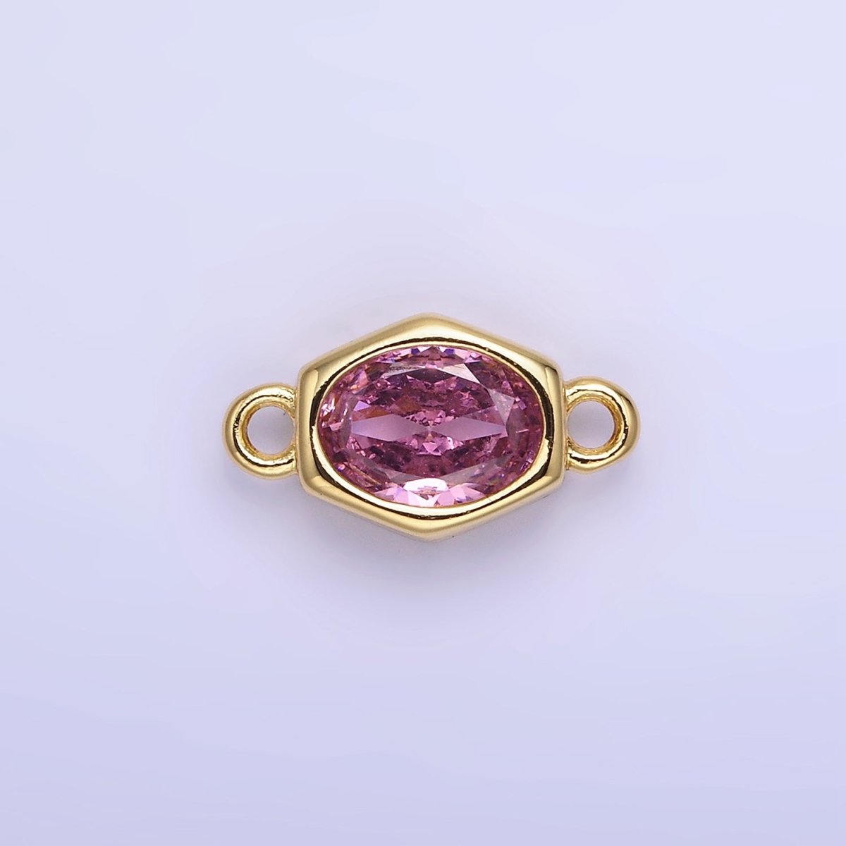 14K Gold Filled CZ Round Hexagonal Edged Personalized Connector | G414 - G421