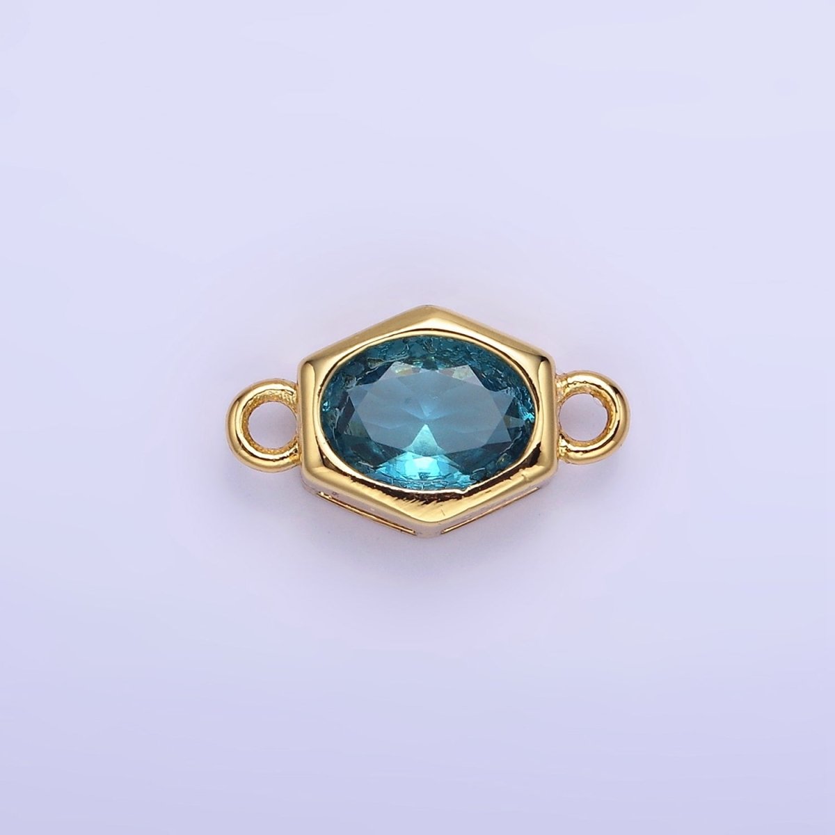 14K Gold Filled CZ Round Hexagonal Edged Personalized Connector | G414 - G421