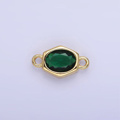 14K Gold Filled CZ Round Hexagonal Edged Personalized Connector | G414 - G421