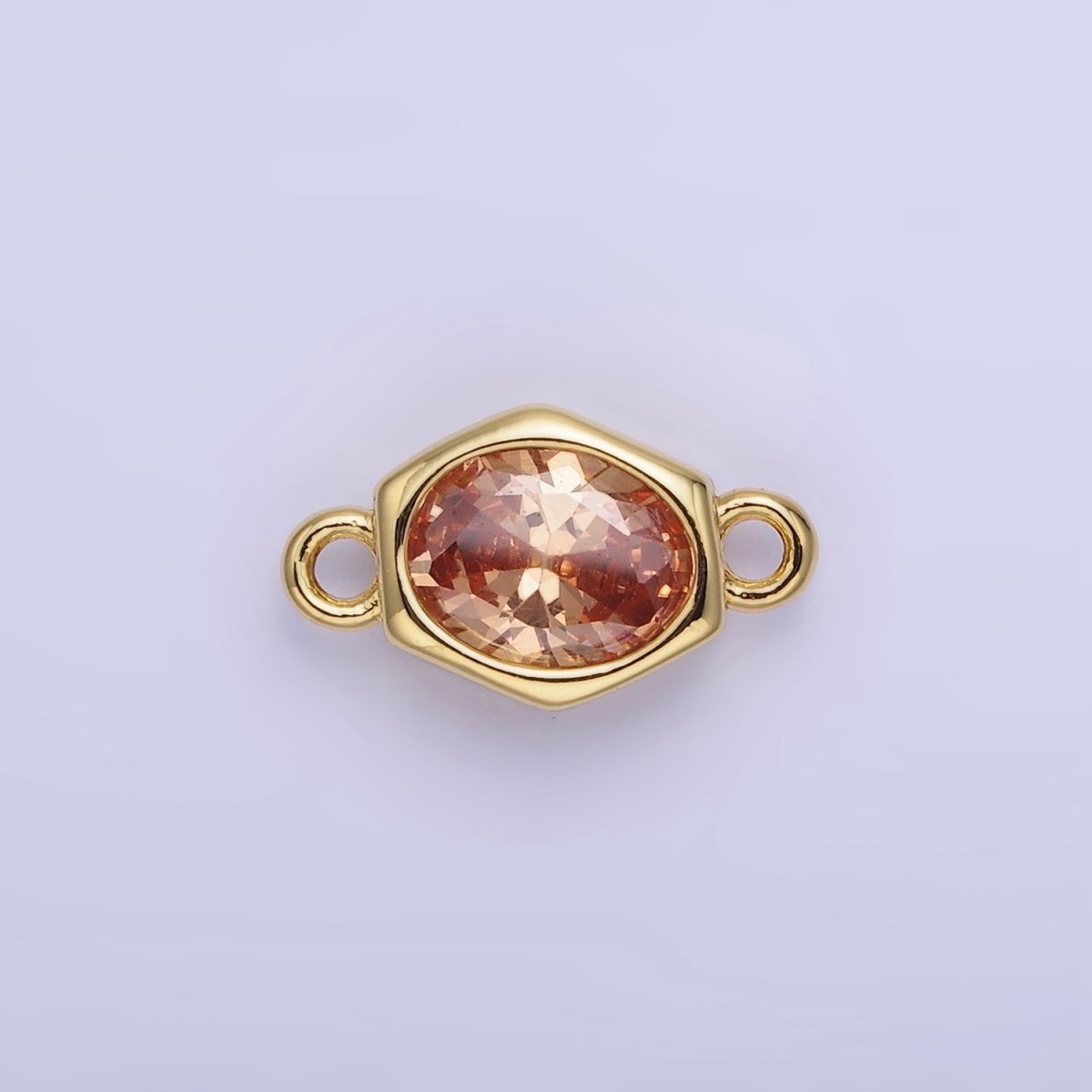 14K Gold Filled CZ Round Hexagonal Edged Personalized Connector | G414 - G421