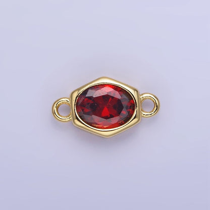 14K Gold Filled CZ Round Hexagonal Edged Personalized Connector | G414 - G421