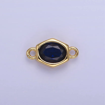 14K Gold Filled CZ Round Hexagonal Edged Personalized Connector | G414 - G421