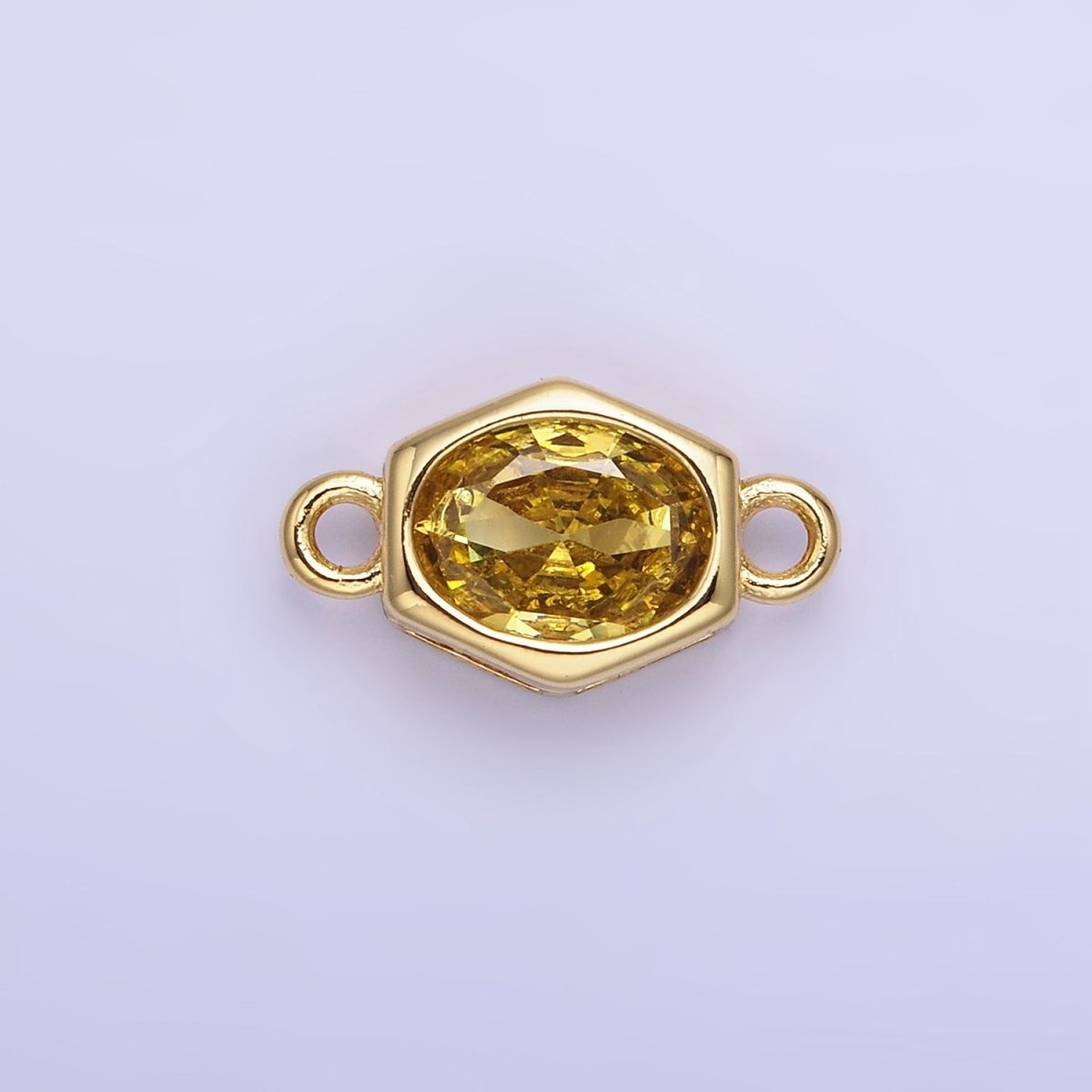 14K Gold Filled CZ Round Hexagonal Edged Personalized Connector | G414 - G421
