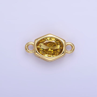 14K Gold Filled CZ Round Hexagonal Edged Personalized Connector | G414 - G421