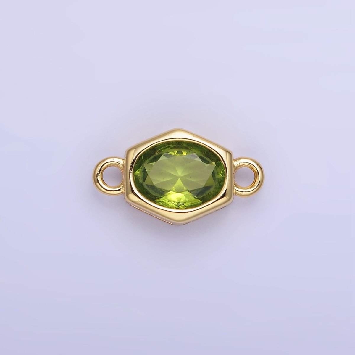 14K Gold Filled CZ Round Hexagonal Edged Personalized Connector | G414 - G421