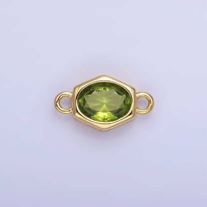14K Gold Filled CZ Round Hexagonal Edged Personalized Connector | G414 - G421