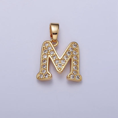 14K Gold Filled Dainty Initial Letter Script A-Z Micro Paved CZ Personalized Pendant | A-429-A-441