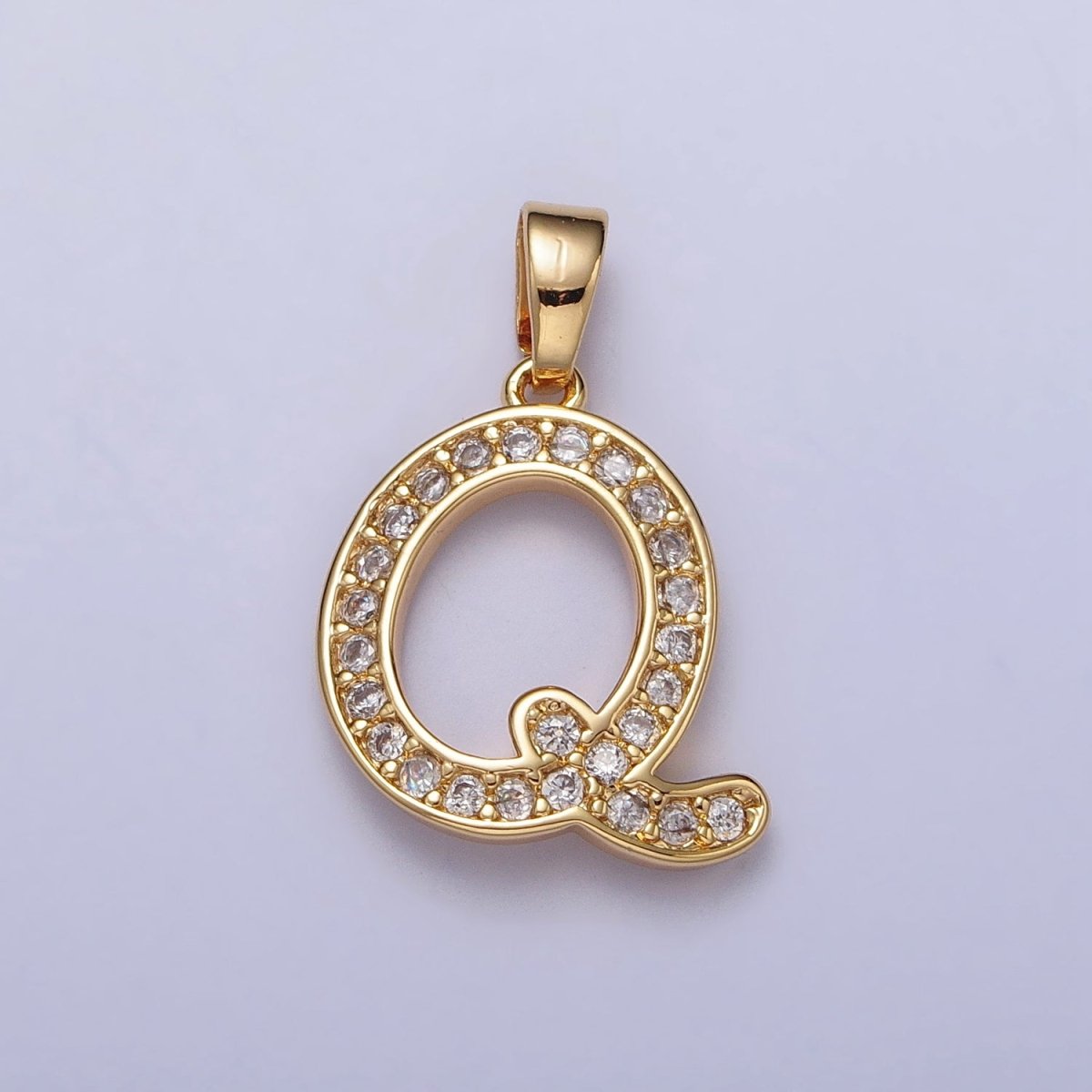 14K Gold Filled Dainty Initial Letter Script A-Z Micro Paved CZ Personalized Pendant | A-429-A-441