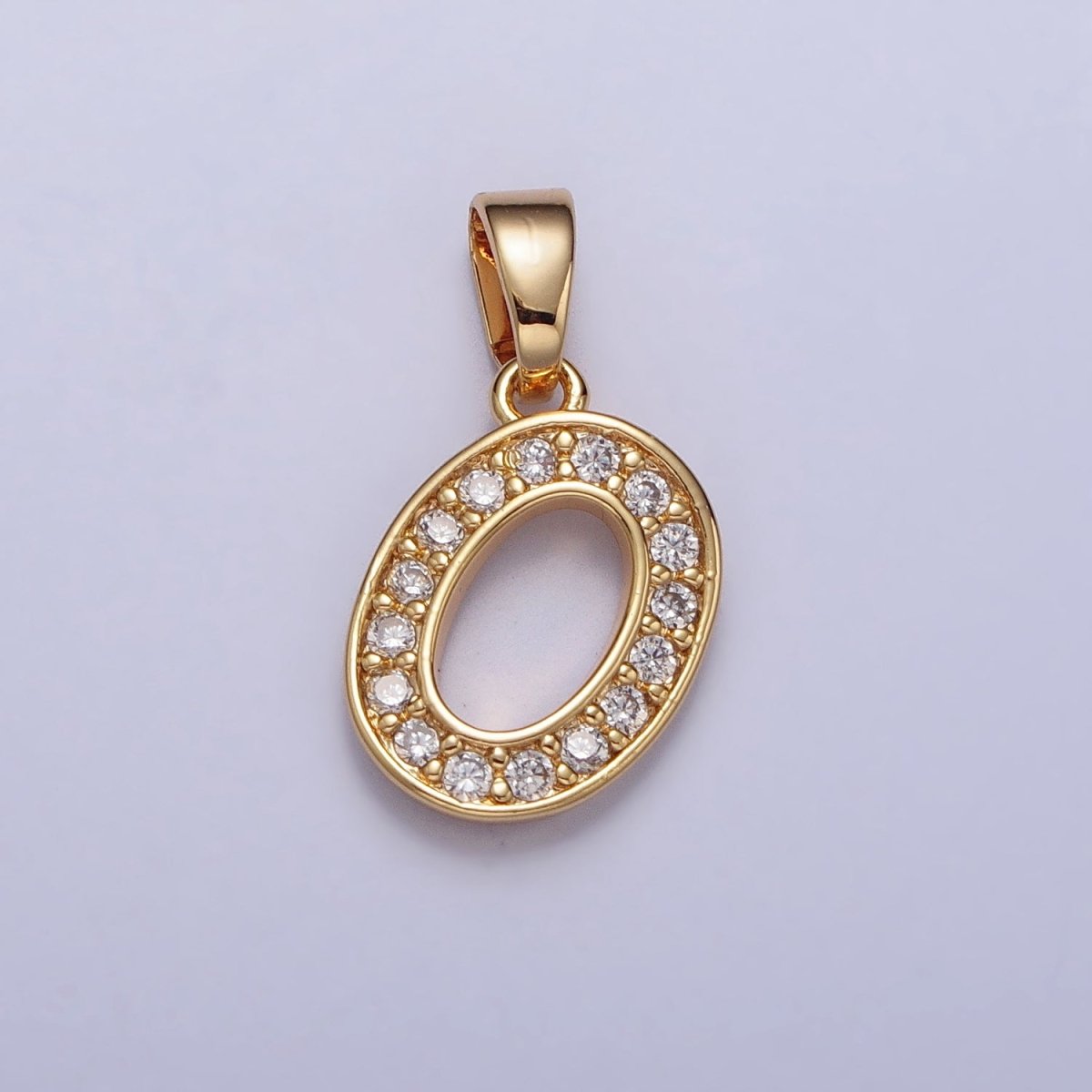 14K Gold Filled Dainty Initial Letter Script A-Z Micro Paved CZ Personalized Pendant | A-429-A-441