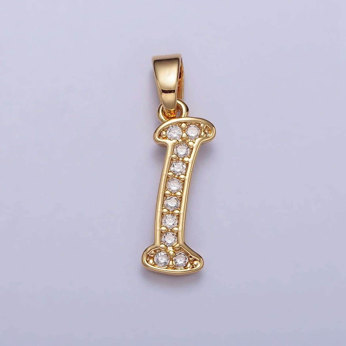 14K Gold Filled Dainty Initial Letter Script A-Z Micro Paved CZ Personalized Pendant | A-429-A-441