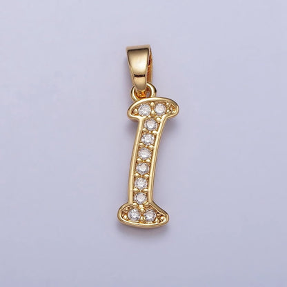 14K Gold Filled Dainty Initial Letter Script A-Z Micro Paved CZ Personalized Pendant | A-429-A-441
