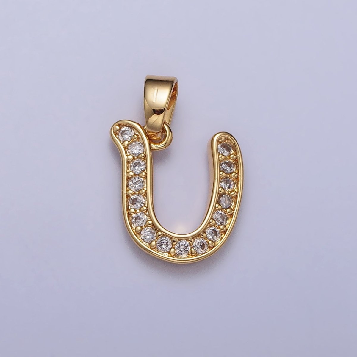 14K Gold Filled Dainty Initial Letter Script A-Z Micro Paved CZ Personalized Pendant | A-429-A-441