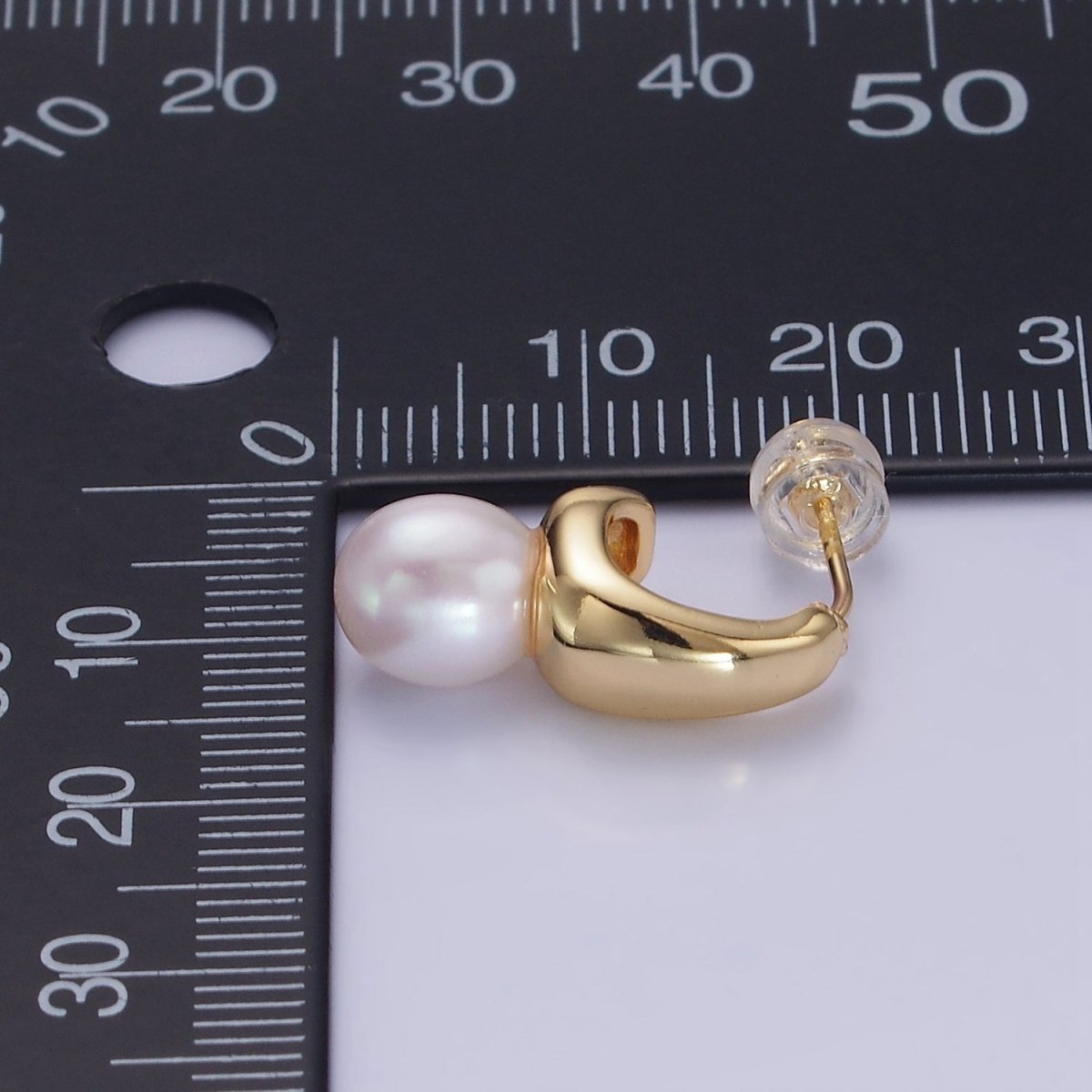 14K Gold Filled Dainty Small Hoops with Pearl Earrings | AB1307 AB1308