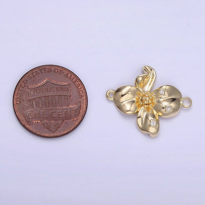 14K Gold Filled Dotted Molten Foil Flower Charm | F032
