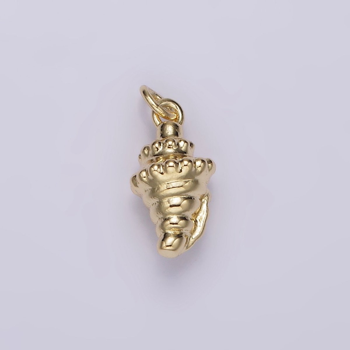 14K Gold Filled Dotted Sea Shell Puffed Minimalist Charm | AG441