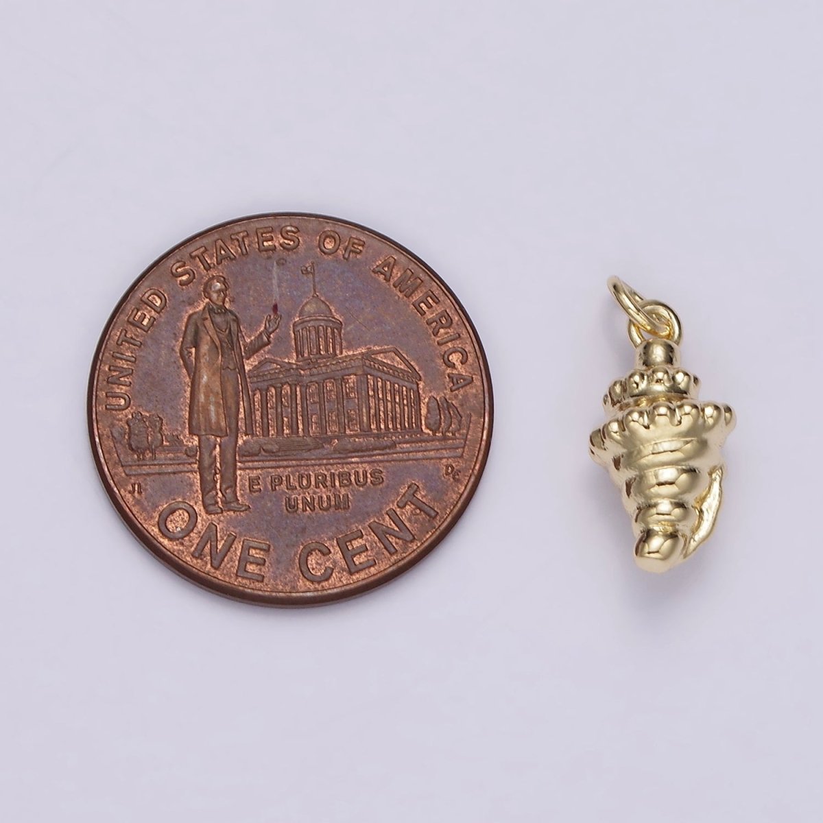 14K Gold Filled Dotted Sea Shell Puffed Minimalist Charm | AG441