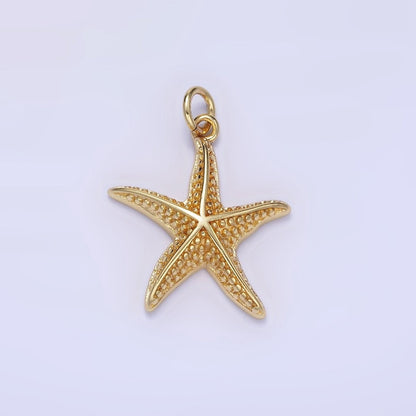 14K Gold Filled Dotted Textured Starfish Animal Charm | C491