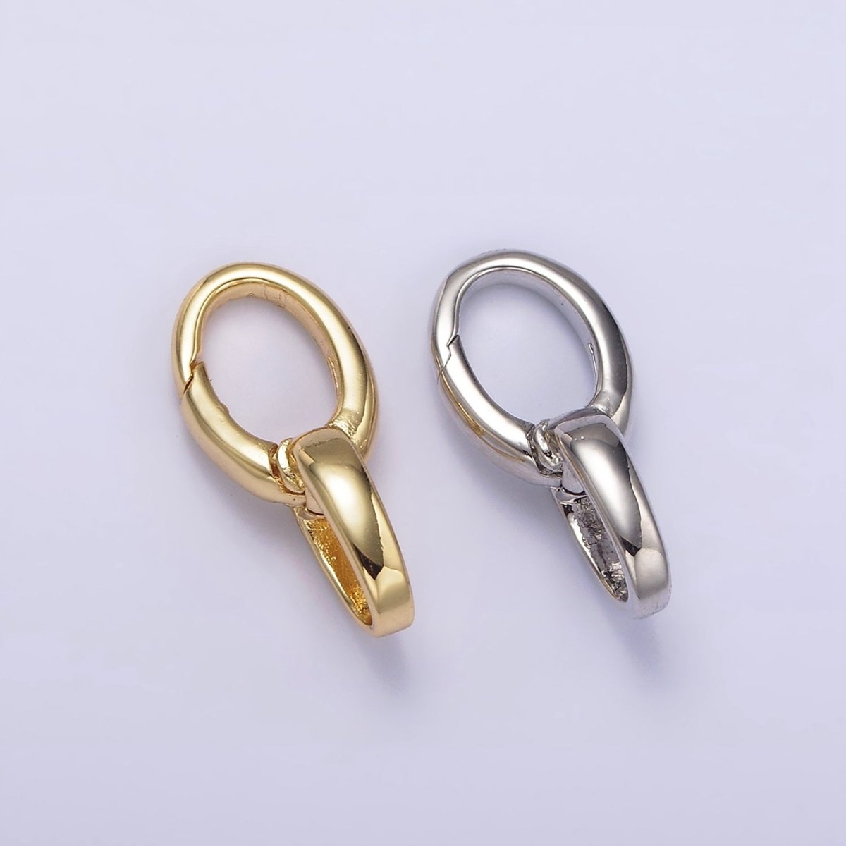 14K Gold Filled Double Oval Push Spring Gate Jewelry Making Supply in Gold &amp; Silver | Z-468 Z-469