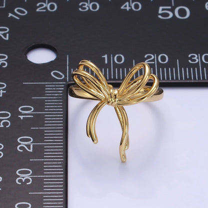 14K Gold Filled Double Tied Bow Ribbon Ring in Gold &amp; Silver | R208 R209