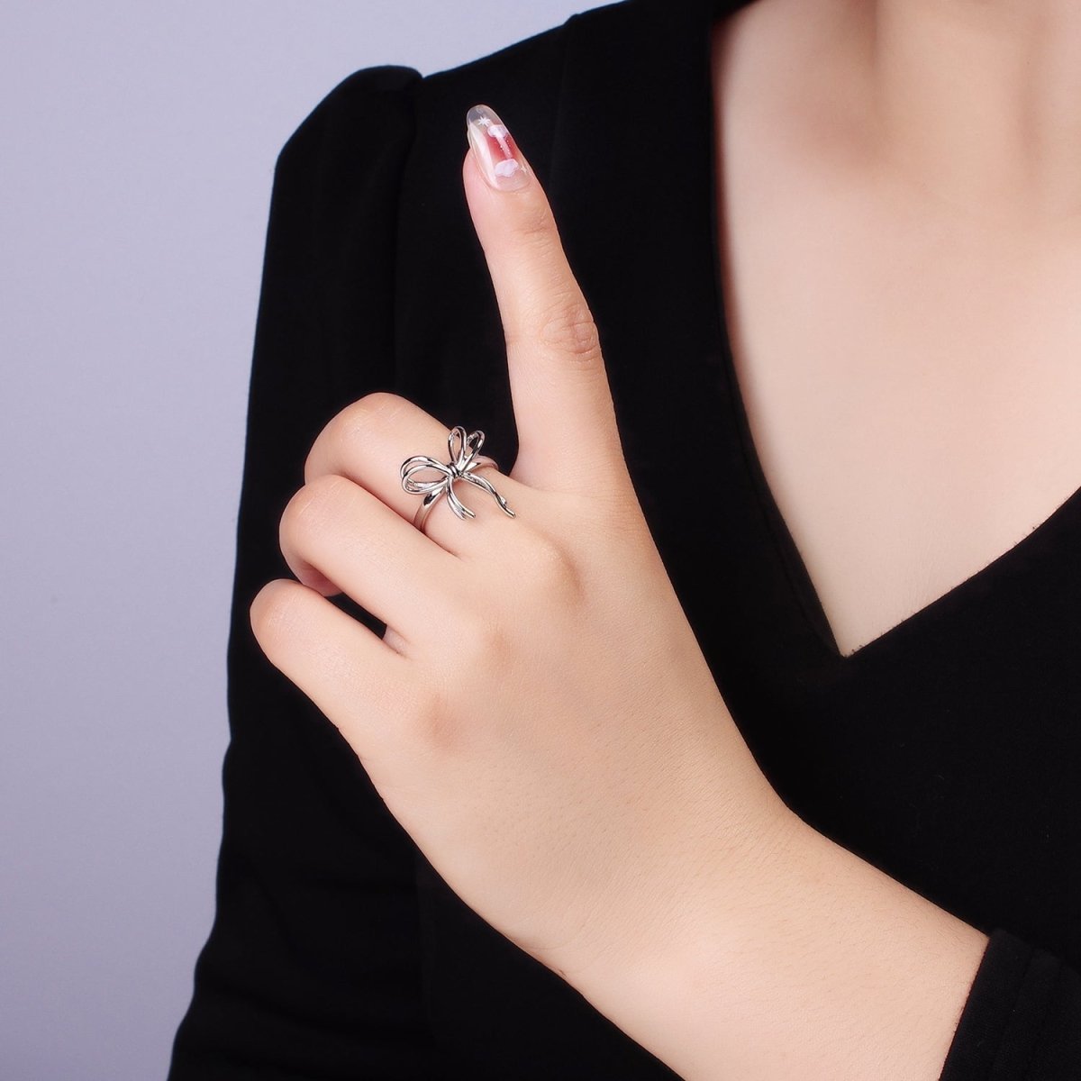 14K Gold Filled Double Tied Bow Ribbon Ring in Gold &amp; Silver | R208 R209
