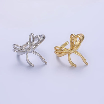 14K Gold Filled Double Tied Bow Ribbon Ring in Gold &amp; Silver | R208 R209