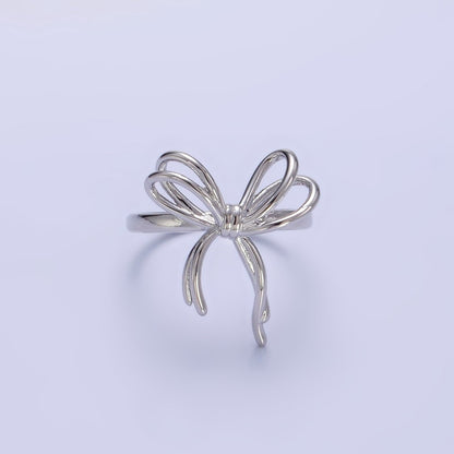 14K Gold Filled Double Tied Bow Ribbon Ring in Gold &amp; Silver | R208 R209