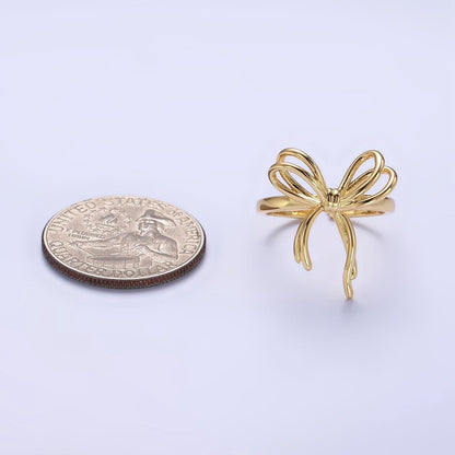 14K Gold Filled Double Tied Bow Ribbon Ring in Gold &amp; Silver | R208 R209