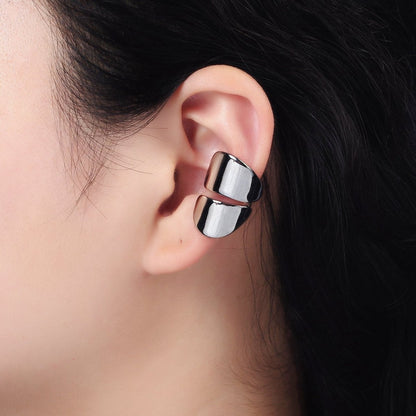 14K Gold Filled Double Wide Band 1 Pair Ear Cuff Earrings in Gold &amp; Silver | AI159 AI160